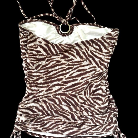 Micheal Kors Brown Tiger Print Tankini - Picture 3 of 10